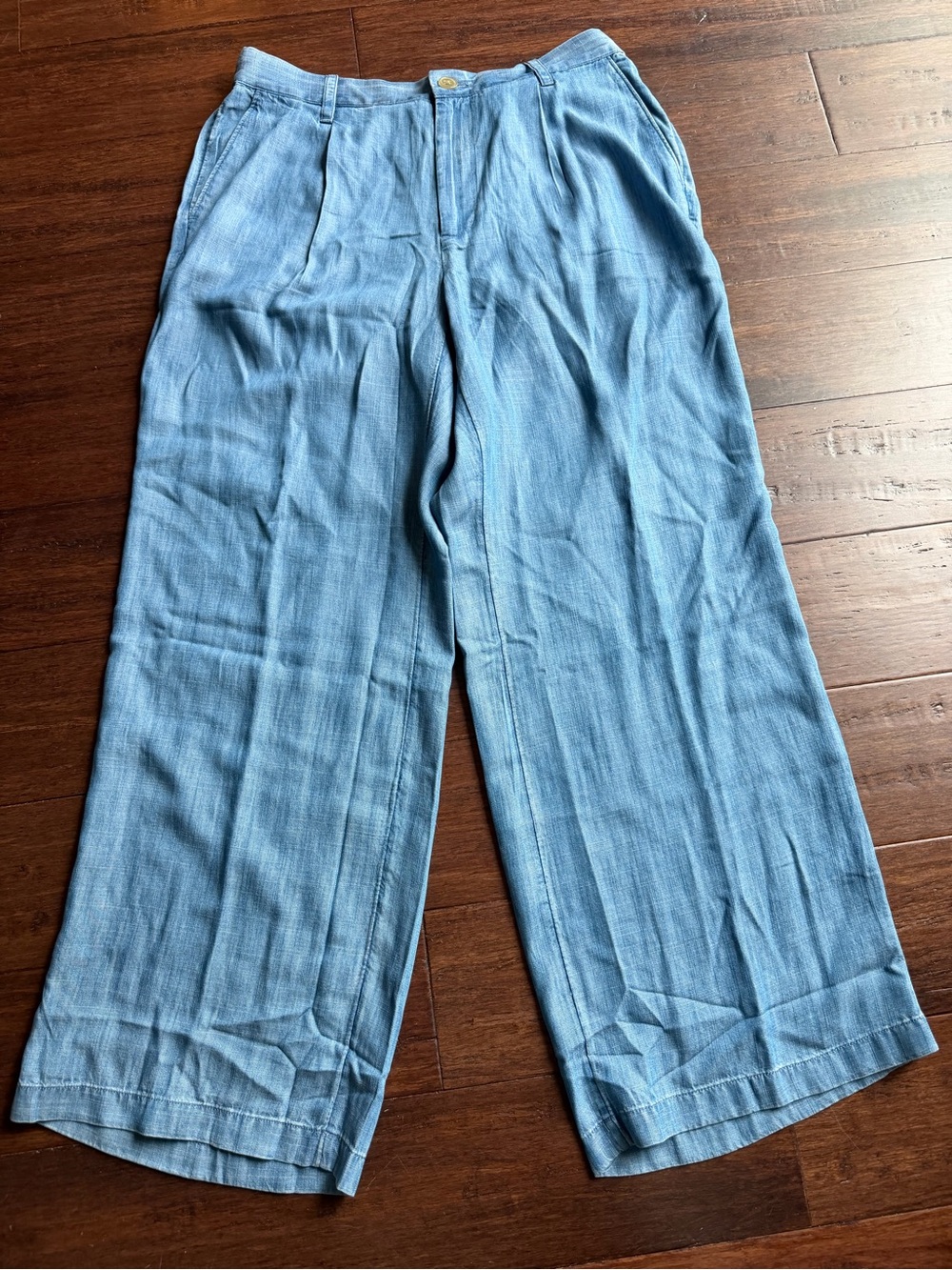 Lands' End Light Blue Wide-Leg women’s Chinos